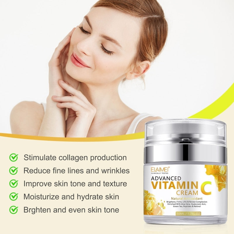 Vitamin C Face Cream: återfukta och bekämpa rynkor och få ljust, jämn och strålande hud, 50ml  – ELAIMEI