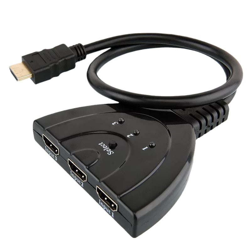 4K*2K Mini 1080P 3 in 1 Video Cable Splitter - 3 portar, 3D HDMI-kompatibel omkopplare och 4K-adapterkonverter för PC, HDTV, PS3/4, Xbox.