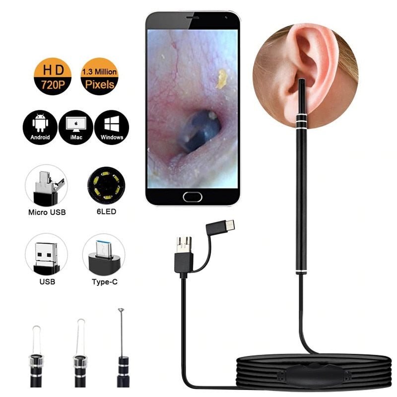 USB Smart Visual Ear. En Vattentätt DIY-öronrengöringsendoskop med visuell kamera