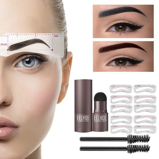 2023 One Step Eyebrow Stamp Shaping Kit Makeup Brow Set Pen Women Waterproof Contour Stencil Tint Natural Stick Hairline Enhance